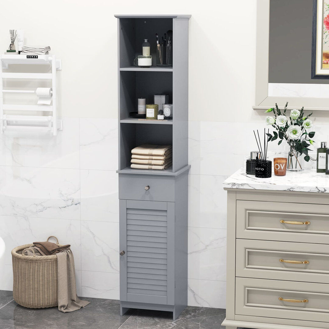 Lark Manor Carmack Freestanding Linen Cabinet Grey 164cm H X 34cm W X 30cm D