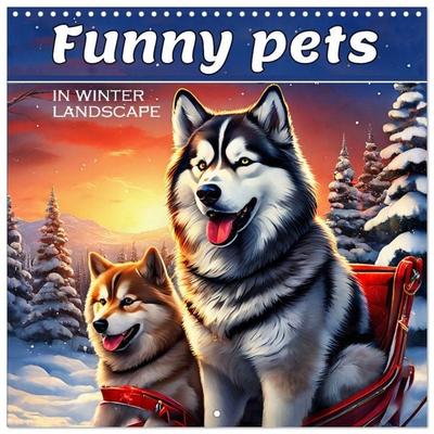 Funny Pets in Winter Landscape (Wall Calendar 2027 12 × 12 Inch) CALVENDO 12 Month Wall Calendar