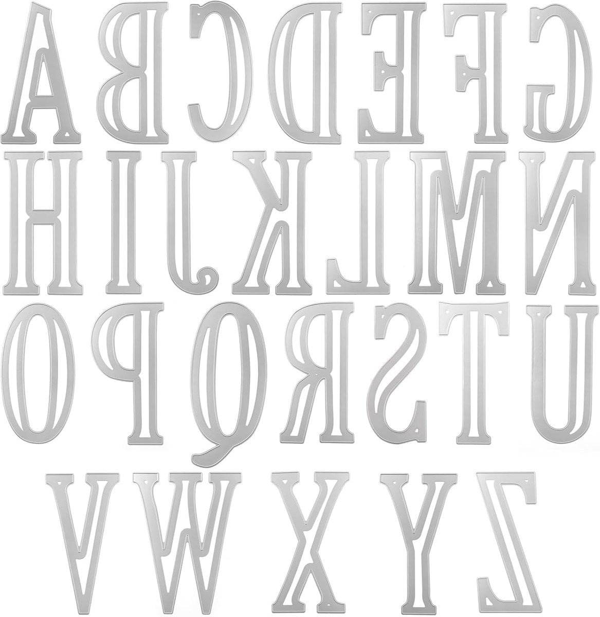 Alphabet Snijmallen Letters Stencil voor Kaarten Maken 26 Hoofdletters Zilver Hoogte: 20 cm