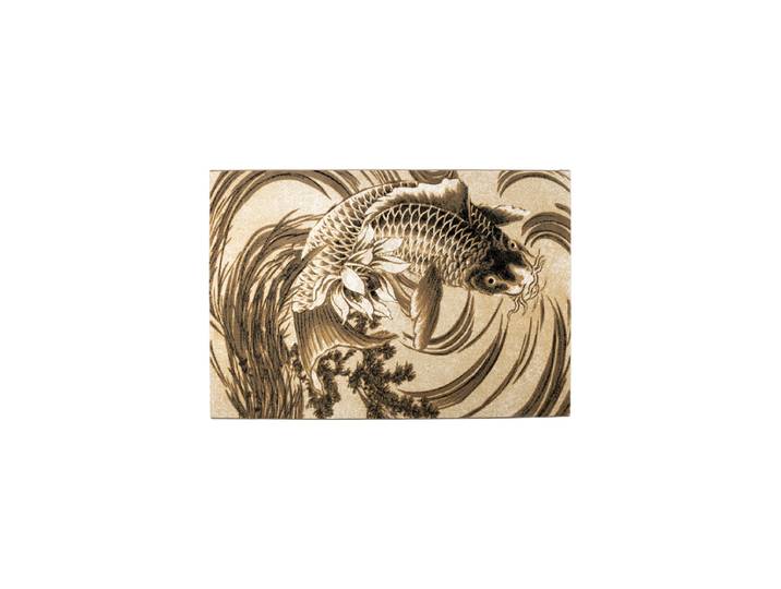 Design Wollteppich „The Legend Of Koi“ 230 x 160 cm Beige- und Brauntöne Bold Monkey