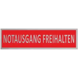 CombiCraft Aluminium Türschild Notausgang freihalten 165x45mm mit 3M-Tape