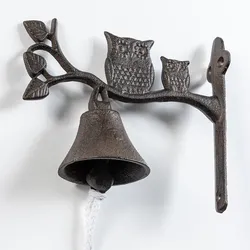 GIARDESSA Traditionelle Gusseisen-Türglocke -  mit Eulen, ca. 18 x 16 cm