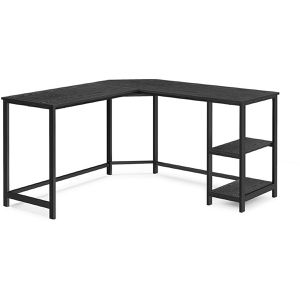 Vasagle Schreibtisch LWD072B56, schwarz / schwarz, 2 Regalfächer, L-Form, 138 x 75 x 138 cm