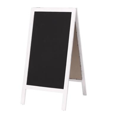 Décoshop26 - Schwarze Werbetafel mit Kreidetafel und 2 faltbaren Schreibflächen 100 x 50 cm antikweiß 04_0005623