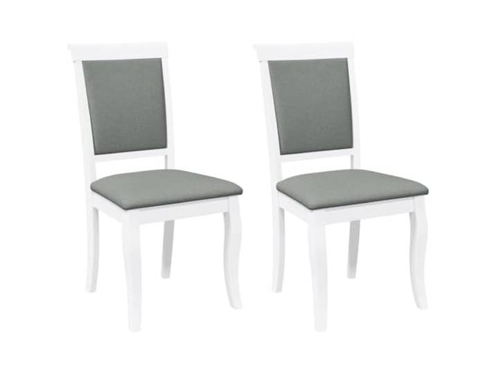 POUFGDR Essstühle, Kissen, 2 Stück, weiß, Massivholz, Gummi 2 Stück, ergonomisches Design, massives Gummibaumholz, inklusive Kissen, Esszimmer und Wohnzimmer