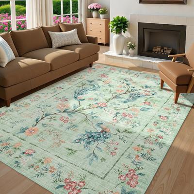 Garvee Floral Peacock Garden Print Area Rug