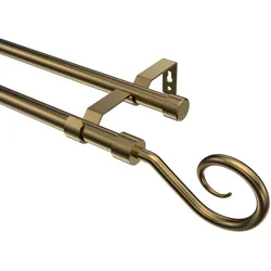 GARDINENSTANGE Olymp Allegra 200 cm, 2-läufig (ohne Ringe), 16 mm Ø Messing Antik