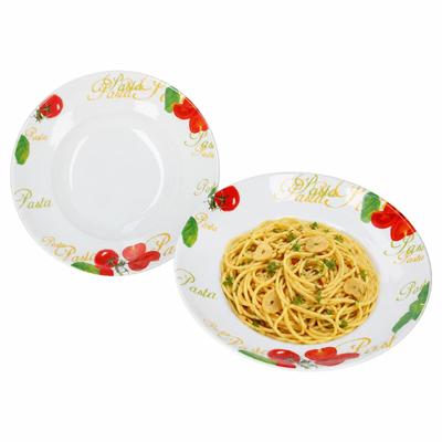 2er Set TOMATE Pastateller mit Dekor & Schrift aus Porzellan – DN3000070