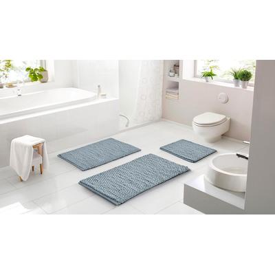 Badematte LINEA DUE "Punto Uno, Badvorleger, Badezimmer Teppich", blau (salbei), H:18mm, Baumwolle, Polyester, Badematten, Badematte, moderner Badvorleger mit Knötchen-Struktur