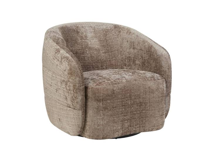 Fauteuil de salon pivotant en chenille greige