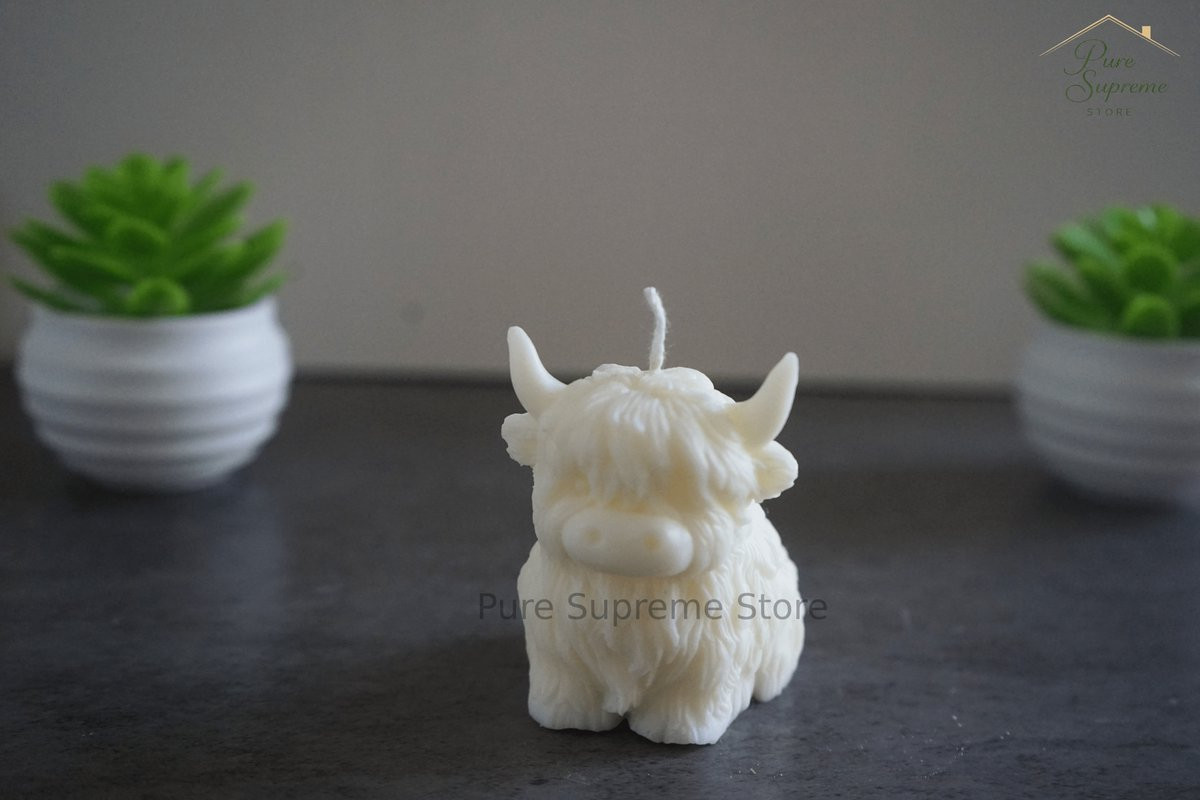 Handgemaakte decoratiekaars Highland Cow