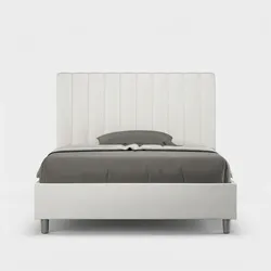 Itamoby Französisches Doppelbett mit gepolsterter Basis 140x200, weißes Kunstleder Agueda