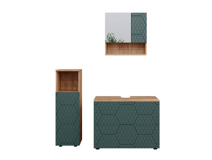 Meubles bain Irma 3 pièces Vert/Chêne doré Vicco 47197
