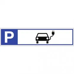 Dreifke® Schild, Parkplatzreservierer Symbol Elektrofahrzeug, Alu, 460x110 mm