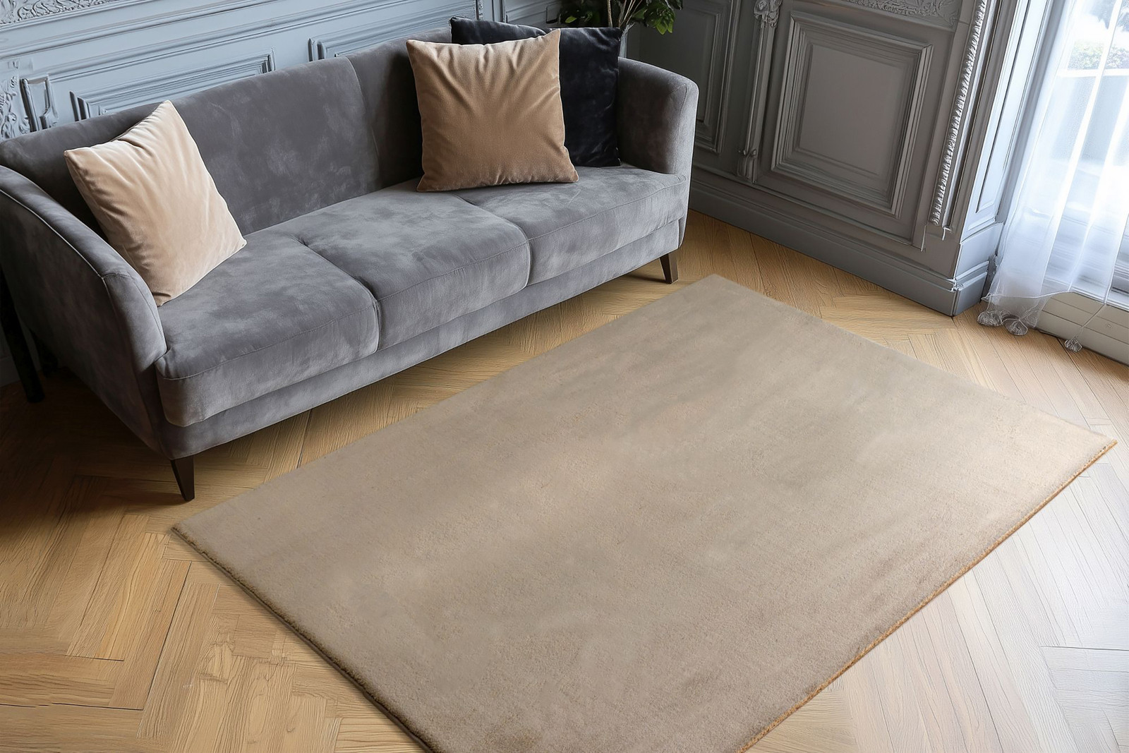 home24 Laagpolig vloerkleed Boundless beige, B/D: 80 x 150 cm