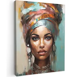 LEINWANDBILD Frau - Kunst - Schmuck - Porträt Wandbild Wohnzimmer 60x80 cm