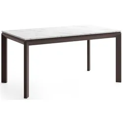 ESSTISCH Elan rechteckig ausziehbar verlängerbar mit Braunen Metallbeinen, Marmor Weiß 180-270/90/76 cm