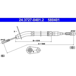 Seilzug Feststellbremse ATE 24.3727-0401.2 für Mercedes-Benz 123