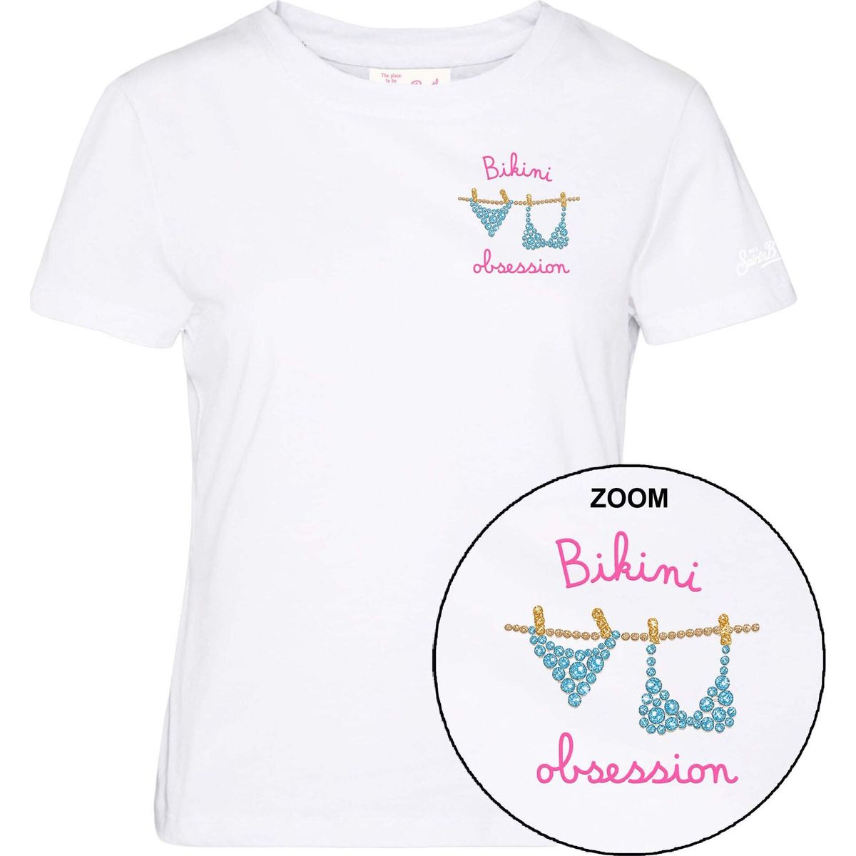 MC2 Saint Barth Emilie Woman Cotton Tshirt bikini obsession 01n strass emb (00279L) S EMI0001-00279L-S