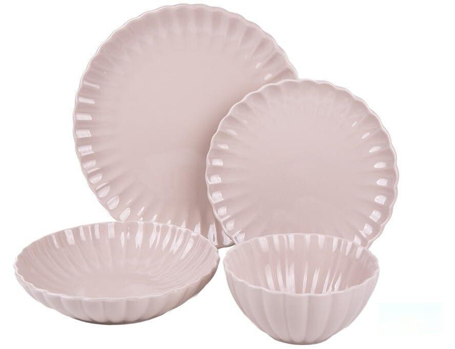 Dripio 16-delig porseleinen servies nude-roze geëmailleerd