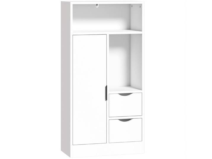 FSX Meuble de salle de bains mobile slim avec tiroirs et étagères ouvertes 50x25x100 cm blanc