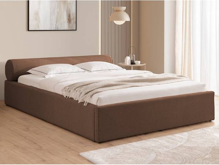 S-Style Möbel Polsterbett Josy aus Chenille-Stoff mit Lattenrost und großem Bettkasten (1 x Polsterbett mit Lattenrost), Chenille-Stoff