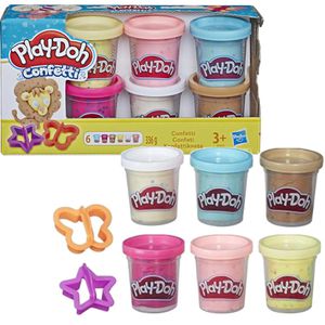 Play-Doh Knete B3423EU6, Konfettiknete, ab 3 Jahren, farbig sortiert, 6 Dosen je 56g