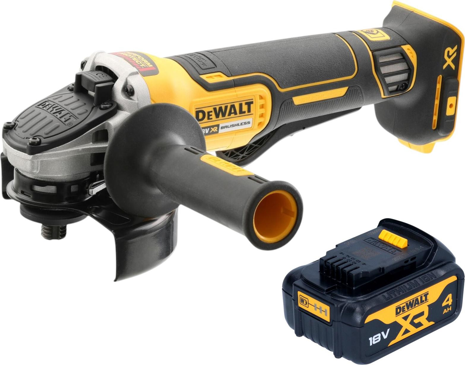 DeWalt DCG 406 N accu haakse slijper 18 V 125 mm borstelloos met 1x 4,0 Ah accu
