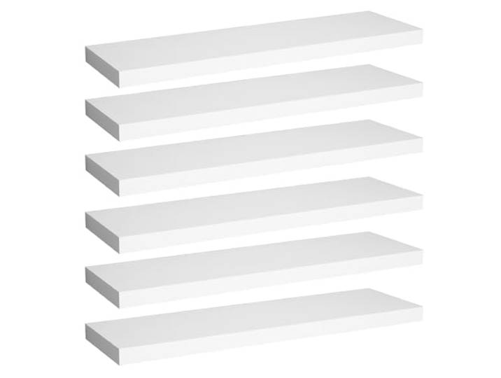 WOLTU Wandregal,Schweberegal Weiß,120x22.9x3.8cm,MDF 6er Schwebendes Regal Wandbrett im Wohnzimmer Schlafzimmer Badezimmer Küche, für Bücher Bilder Dekoration