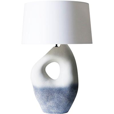 SALESFEVER Tischleuchte "Keramik", blau (blau, weiß), 1, H: 69cm, 1 Stk., Leuchten, mit handbemalter Keramik-Basis, Tischleuchte