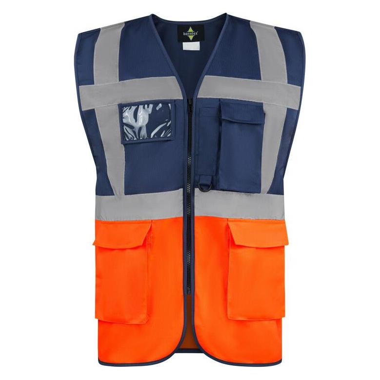 Korntex Warnweste Multifunktional Hamburg M.Blau/Orange mit 360° Sicherheit XXL EN ISO 17353 KXCMF (XXL) (KX226-NAVY/ORANGE)