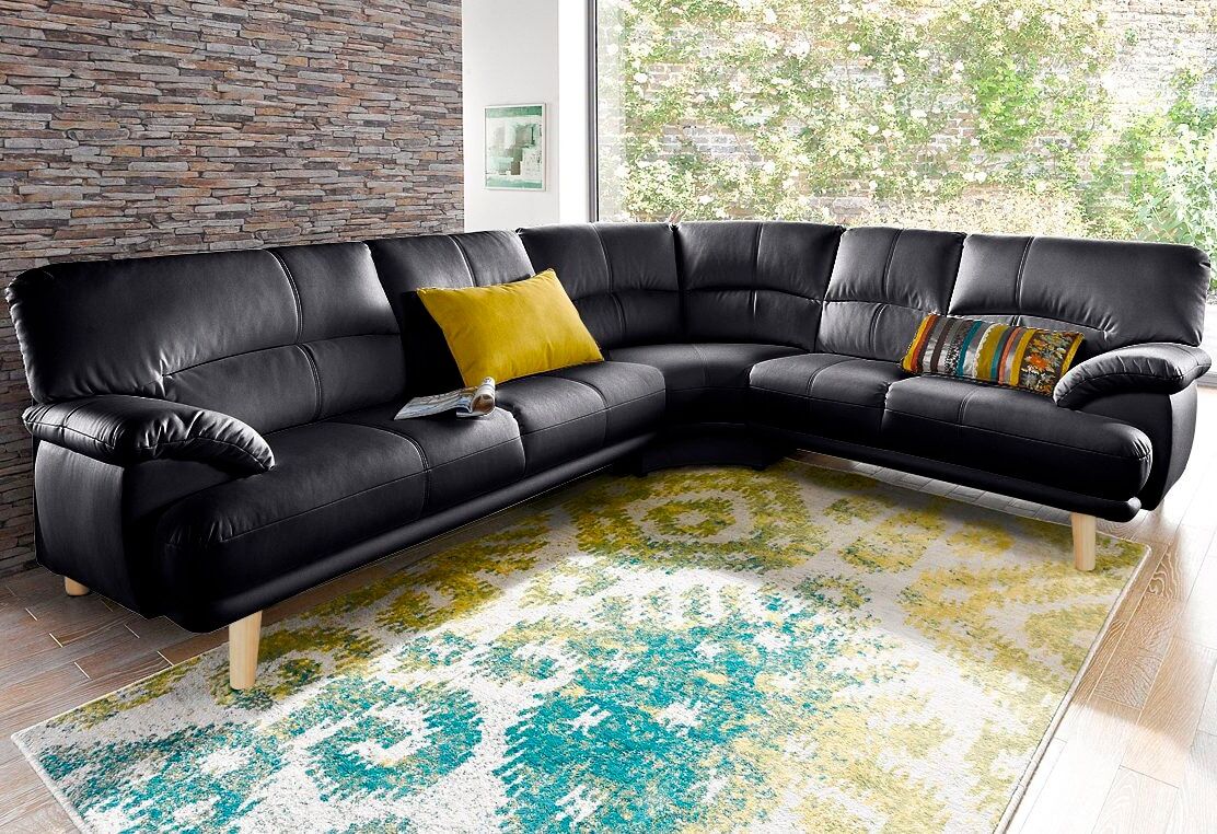 Polsterecke TRENDMANUFAKTUR "Cecilia, italienisches Designsprache, modern und komfortabel, L-Form", schwarz, B:280cm H:87cm T:240cm, Sofas, Polsterecke, toller Sitzkomfort und bequeme Armlehnen