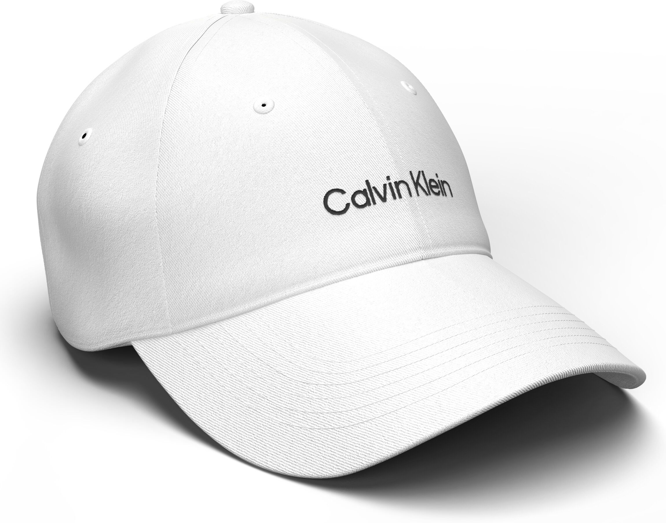Baseball Cap CALVIN KLEIN JEANS "LOGO EMBROIDERY BASEBALL CAP", Herren, weiß (hellweiß), Web, Baumwolle, unifarben, Caps Baseball Cap, Mit festem Schirm