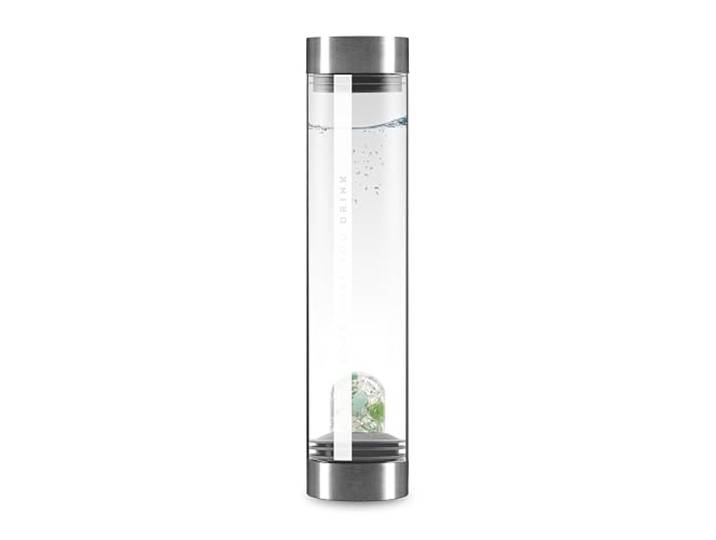 VitaJuwel Sana Premium FLOW Karaffe aus Glas mit Edelsteinen (Aquamarin, Aventurin, Mondstein & Bergkristall) - für Gelassenheit, Kreativität & Dynamik