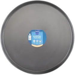 METRO Professional Pizzablech, ⌀ 50cm, unbeschichtetes Blaublech mit Rollrand, schwarz