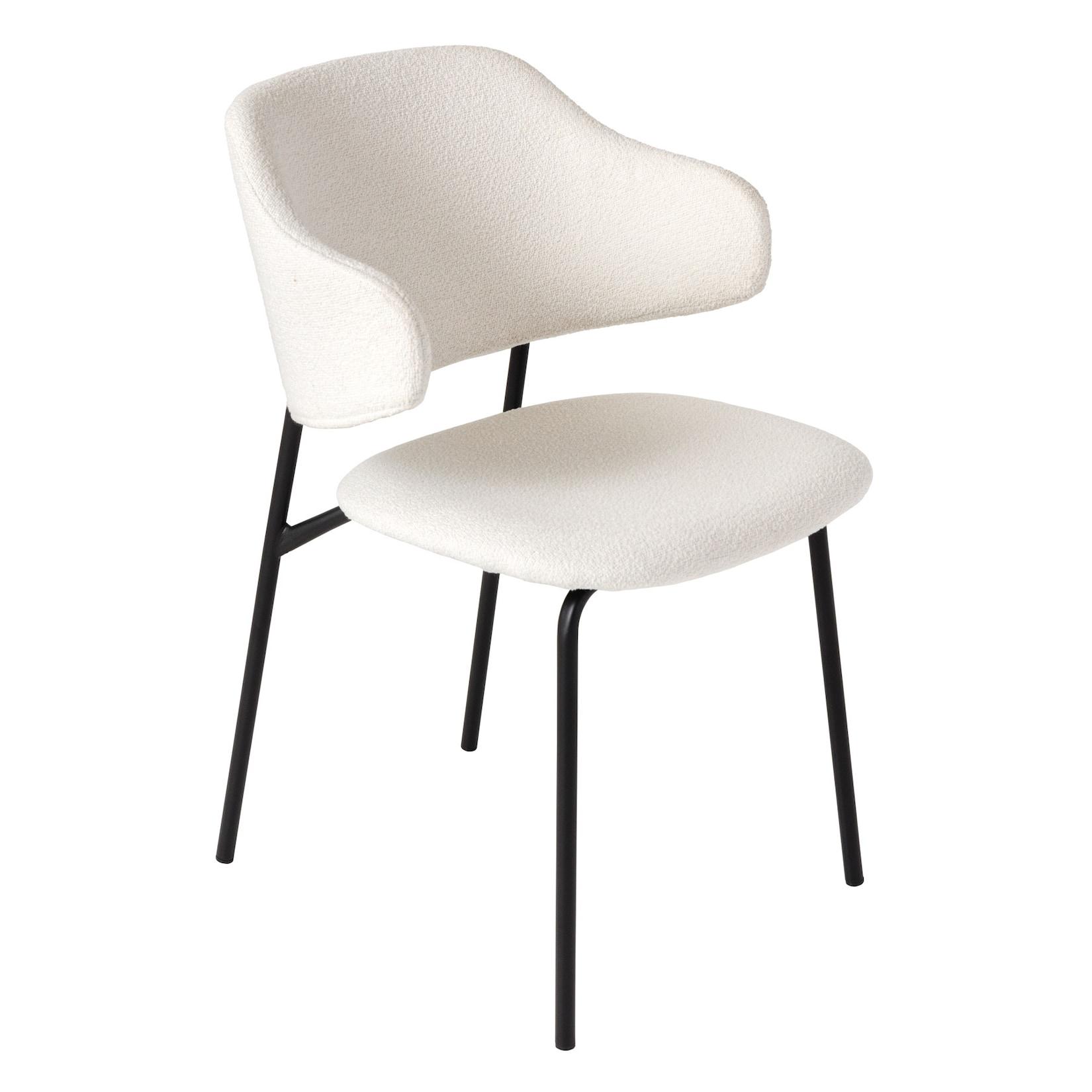 riess-ambiente Stuhl VOGUE - weiß Bouclé schwarze Metallbeine