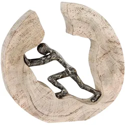 Skulptur Pushing Hellbraun/Bronzefarben
