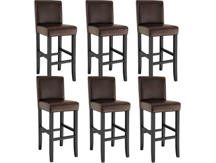tectake Barhocker 6er Set Kunstleder, Sitzhöhe 76 cm, antikbraun, Braun, Leder, 40x107x41 cm, Esszimmer, Barmöbel, Barhocker