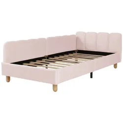 STILVORA Polsterbett aus Samt Rosa 90x200 cm mit Rausfallschutz und Lattenrost