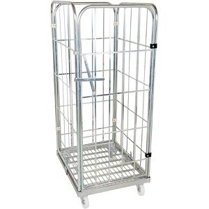 HMH Rollbehälter mit Tür, Nutzhöhe 1470mm, verzinkt, Stahlbodenplatte 710 x 800mm, 4-seitig