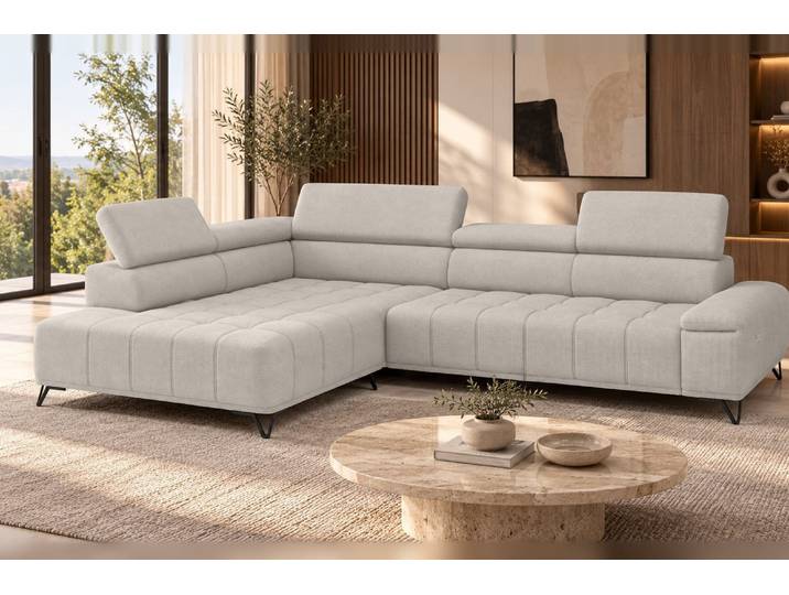 Designer Ecksofa Volo in Chenille mit elektrischer Sitzerweiterung - Terrakotta - Chenille - Rechts - Luxusbetten24