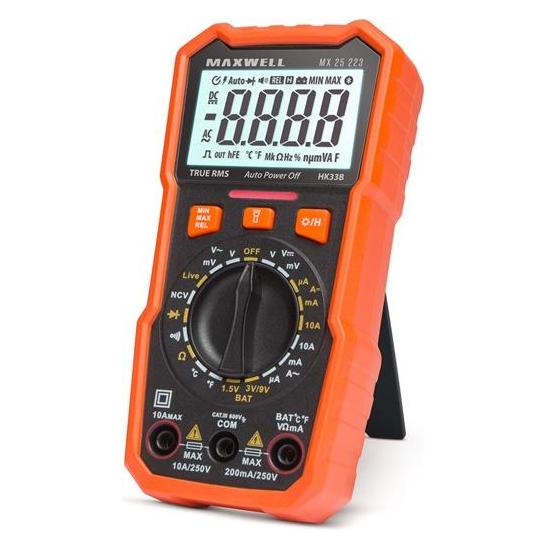 Maxwell & Williams Maxwell digitális multiméter - elem teszterrel + munkalámpa funkcióval, kompakt (25223) (Hand-Multimeter) (SZEGLO25223)