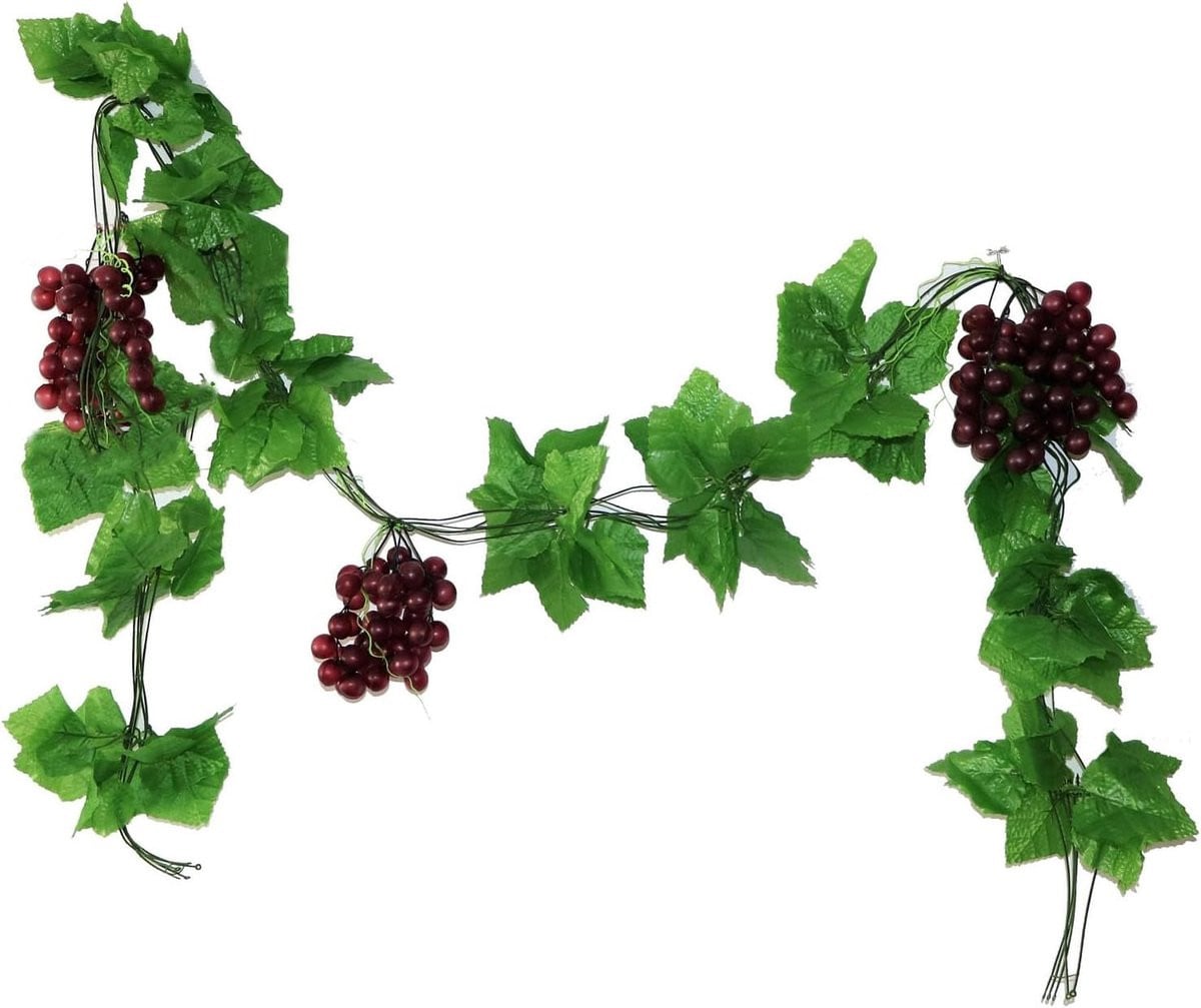 SnelShoppen Kunstmatige Druiven Set van 12 stuks - Groen en Paars - Plastic Decoratie
