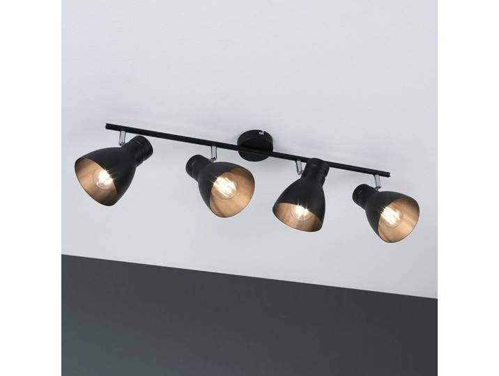 Paulmann Davy Deckenleuchte, schwarz, vierflammig Davy, dimmbar, schwarz, für Wohn- / Esszimmer, Metall, Modern, Strahler
