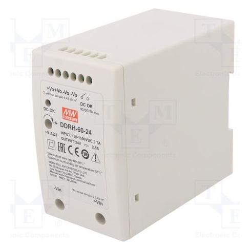 MeanWell MEAN WELL DDRH-60-24, 150 - 1500 V, 60 W, 24 V, RoHS, 57 mm, 105 mm (DDRH-60-24)