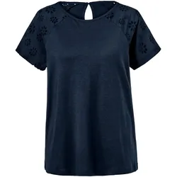 Tchibo - Shirt mit Stickerei - Damen - Gr. S - dunkelblau