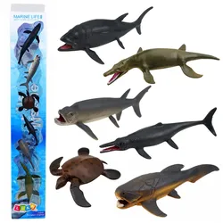 Set mit Mini-Figuren Meerestiere Schildkröte Thunfisch 6-9 cm 6 Stück.