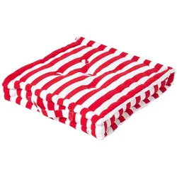 SITZKISSEN rot-weiß gestreift 50/50/10 cm