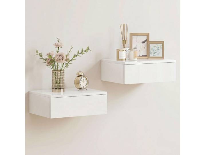 Homcom Nachttisch 2er Set Spanplatte Weiß, Rechteckig, 30x14x40 cm, Schlafzimmer, Nachtkästchen