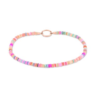 Fußkette TAMARIS "Schmuck Geschenk Edelstahl Körperschmuck All About Beads", gold (roségoldfarben, grün, beige, pink, rosé, hellblau, grün, beige, pink, rosé, hellblau), Fußketten, Damen, Edelstahl, mit Naturstein